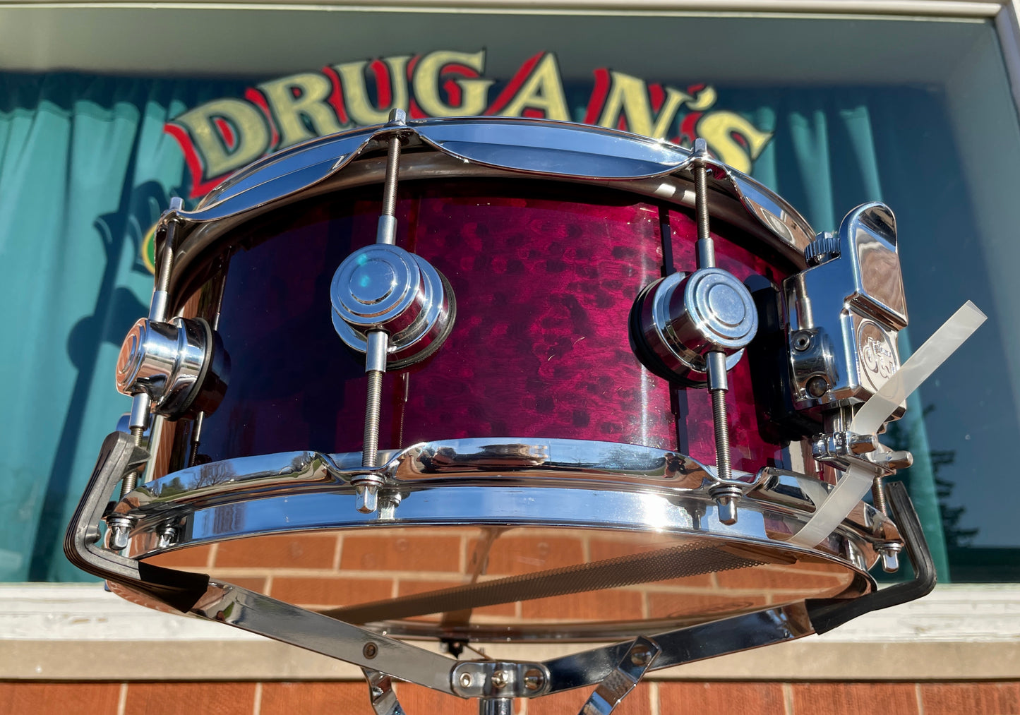 1998 Drum Workshop 5.5x14 Birdseye Maple Snare Drum Burgundy Wine DW Keller Shell