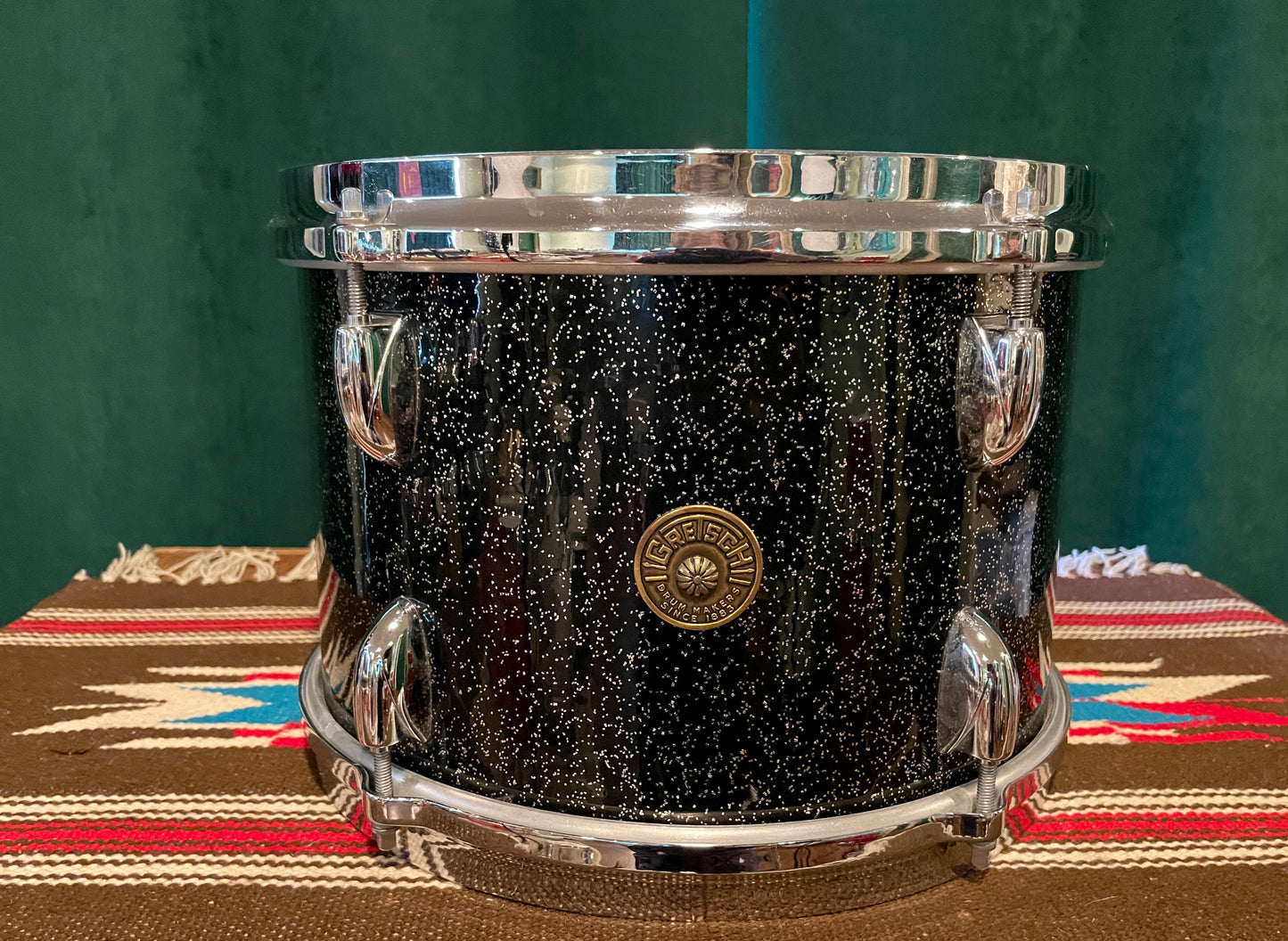 1960s Gretsch 8x12 No. 4415 Tom Drum Anniversary Sparkle Round Badge