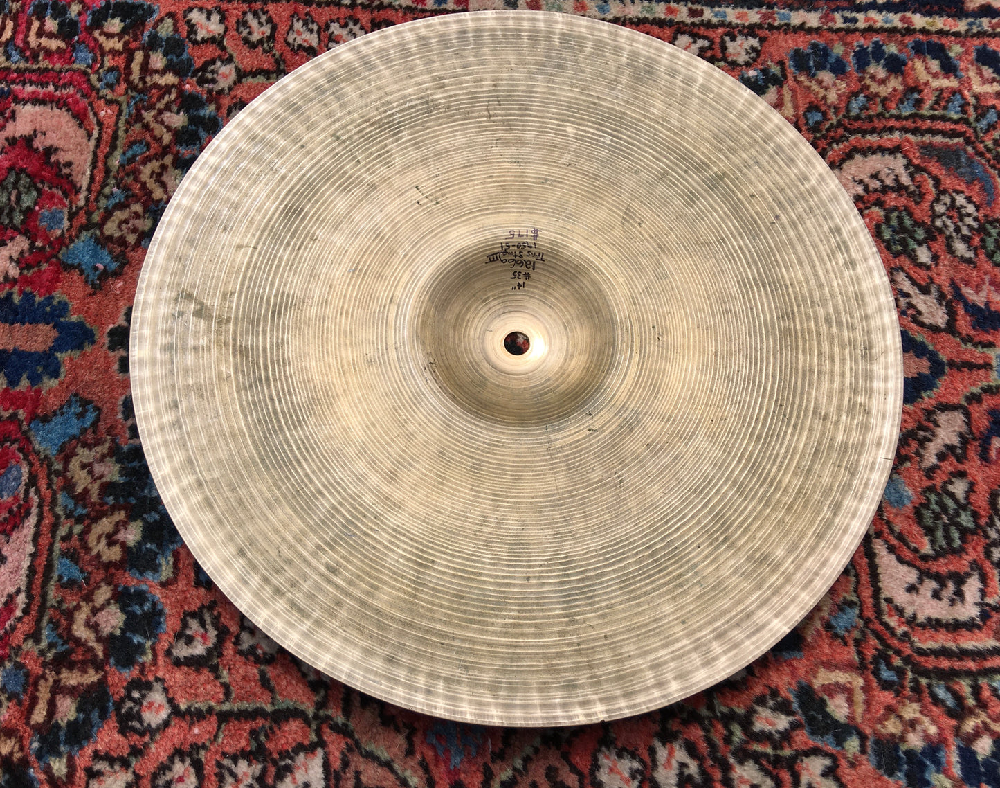 14" Early 1950s Zildjian A Trans Stamp Hi-Hat or Crash Cymbal 1266g #35