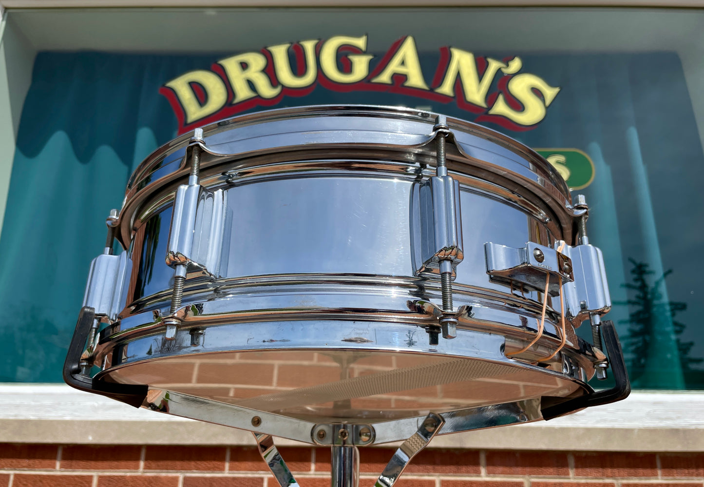 1960s Rogers 5x14 Powertone Snare Drum Chrome Over Brass Dayton