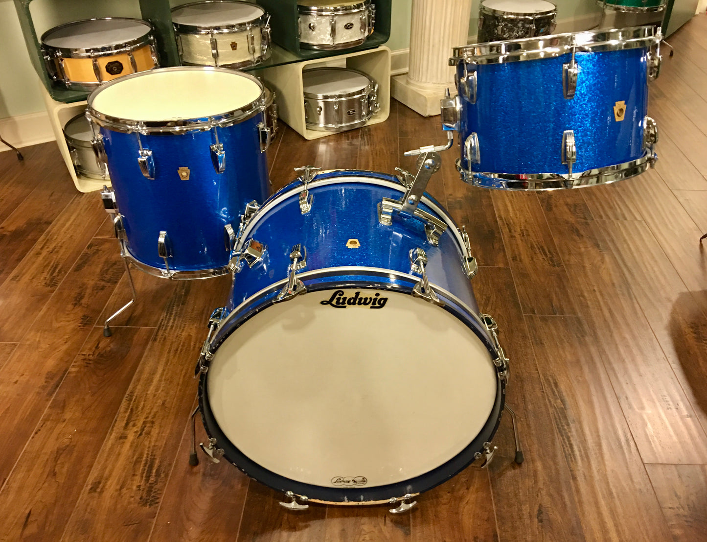 1965 Ludwig Down Beat Drum Set - Blue Sparkle 20/12/14