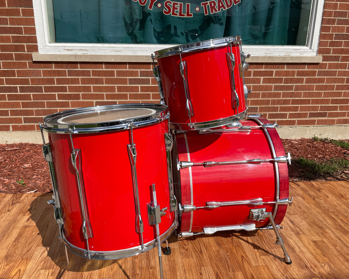 Vintage 1980s Yamaha Rock Tour Custom 5pc Drum Set Hot Red
