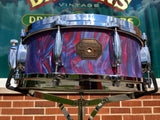 1970s Gretsch Stop Sign Badge 5.5x14 Model 4158 10 Lug Snare Drum Peacock Satin Flame