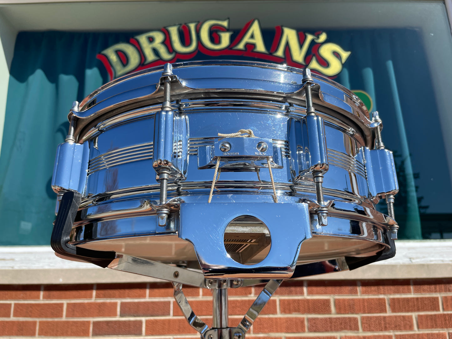 Vintage Rogers 5x14 Dynasonic Snare Drum Chrome Over Brass COB Dyna-Sonic