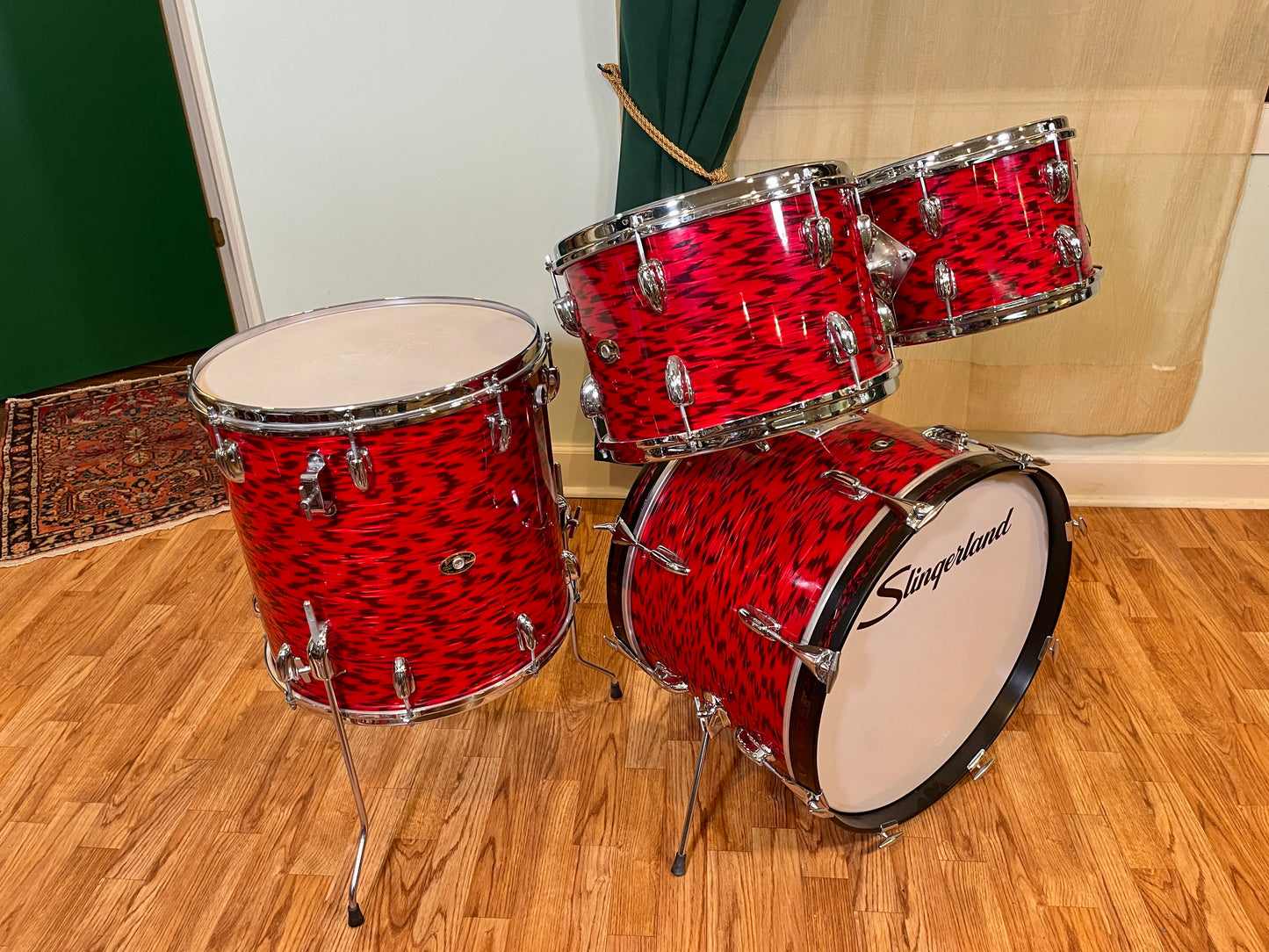 1960s Slingerland Red Tiger Drum Set 20/12/13/16