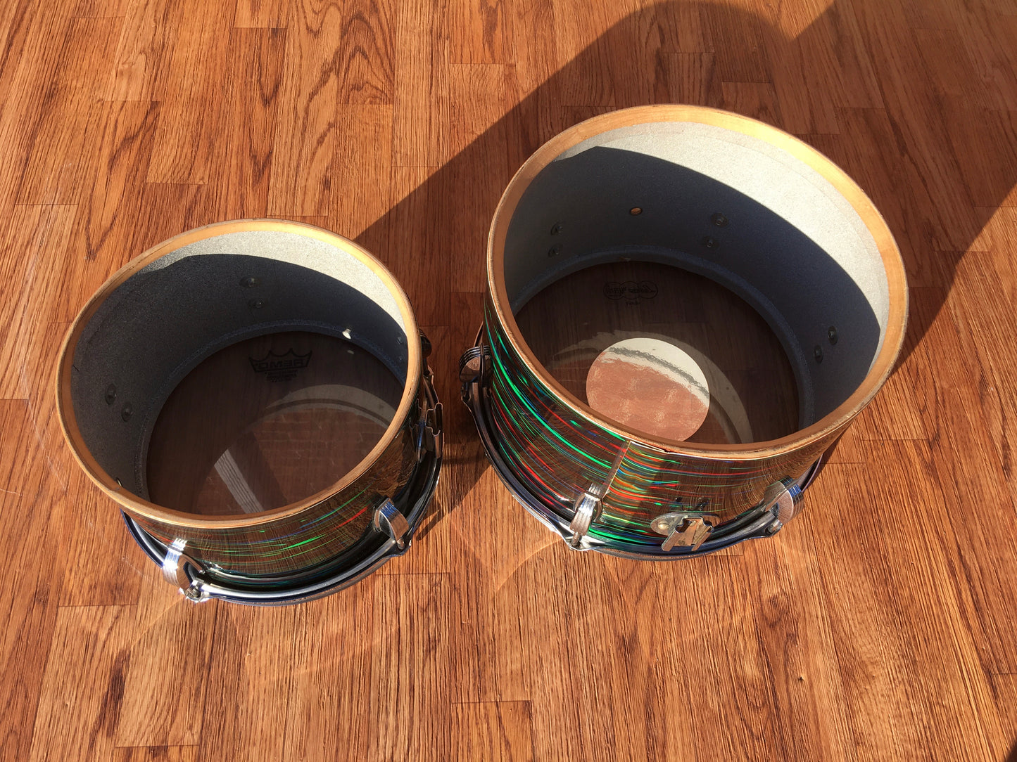 1970s Ludwig 6.5x10 & 8x12 Concert Tom Drums Psychedelic Red