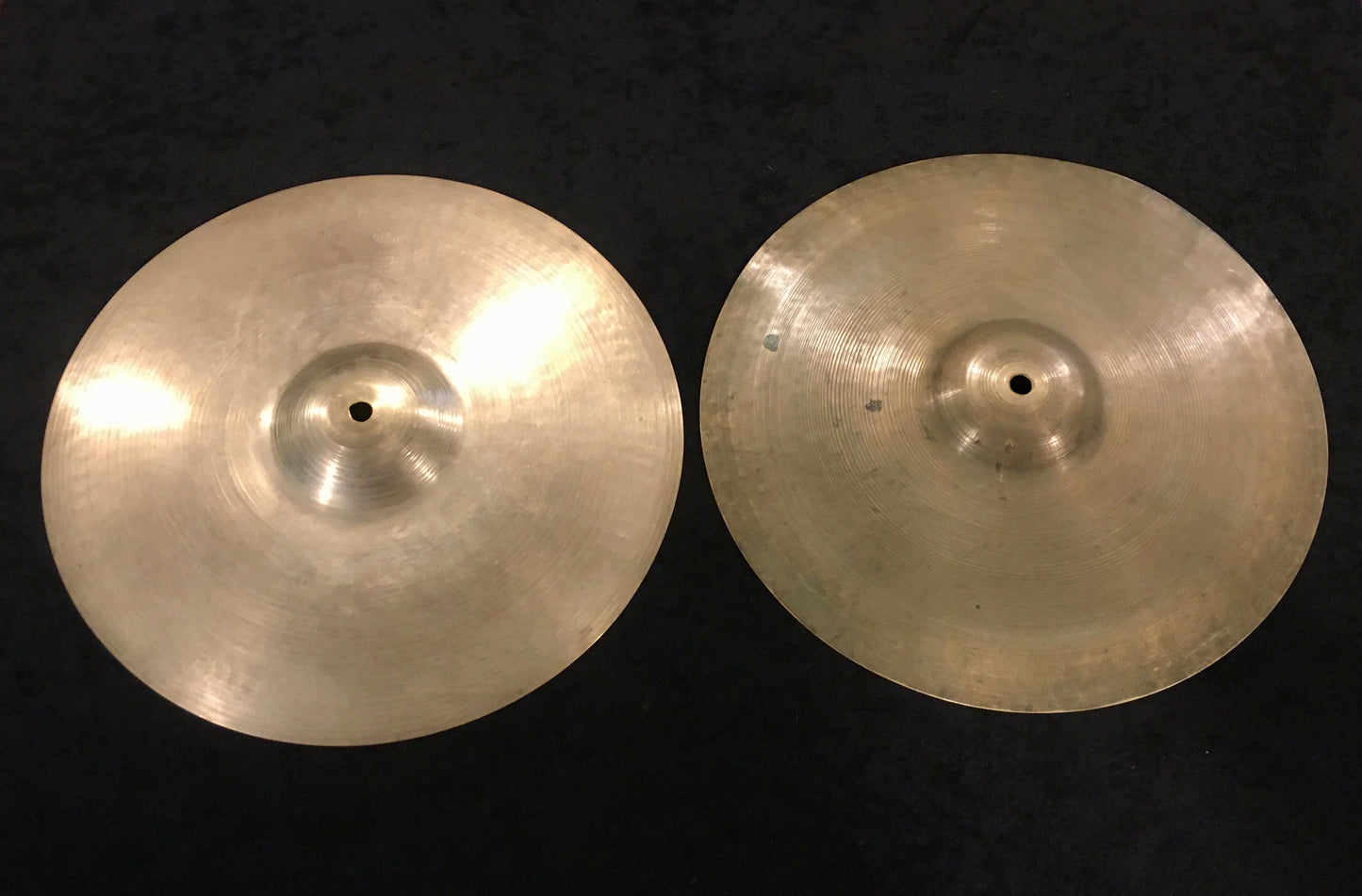 14" (13.75") Zildjian A 1940s Pre-Trans (2nd) Stamp Hi-Hat Cymbals 602g/596g #667 *Sound File*