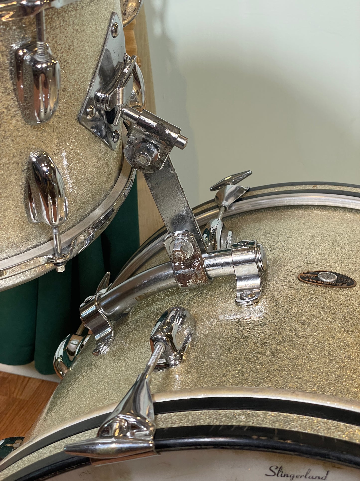 1965 Slingerland Modern Jazz No. 9N Drum Set Silver Sparkle 20-12-14