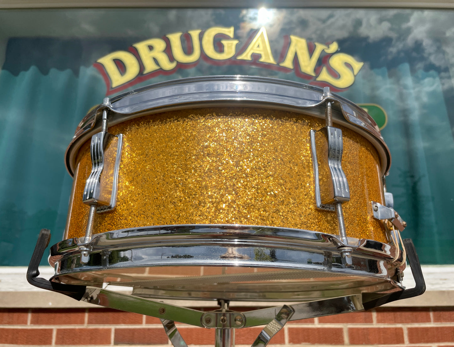 Early 1960s Ludwig 5x14 Pioneer Snare Drum Gold Sparkle Pre-Serial COB