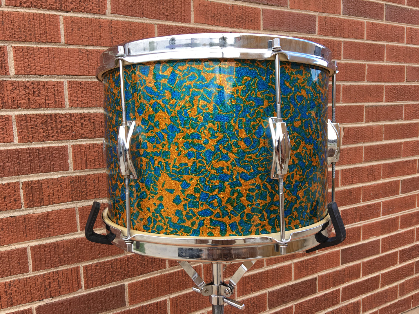 1960s Del Rey 9x13 MIJ Tom Drum - Blue/Gold Sparkle