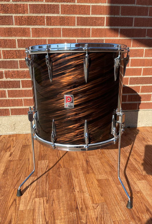 1960s Premier 16x16 Tom Drum Mahogany Duroplastic Root Beer Swirl Ringo Rootbeer