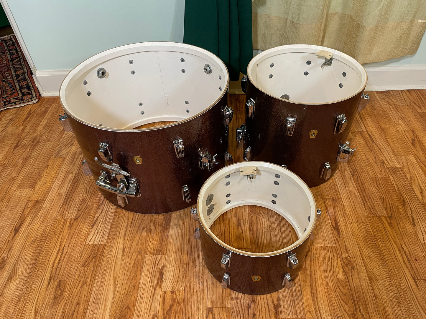 1966 Ludwig Down Beat Drum Set Burgundy Sparkle 20/12/14