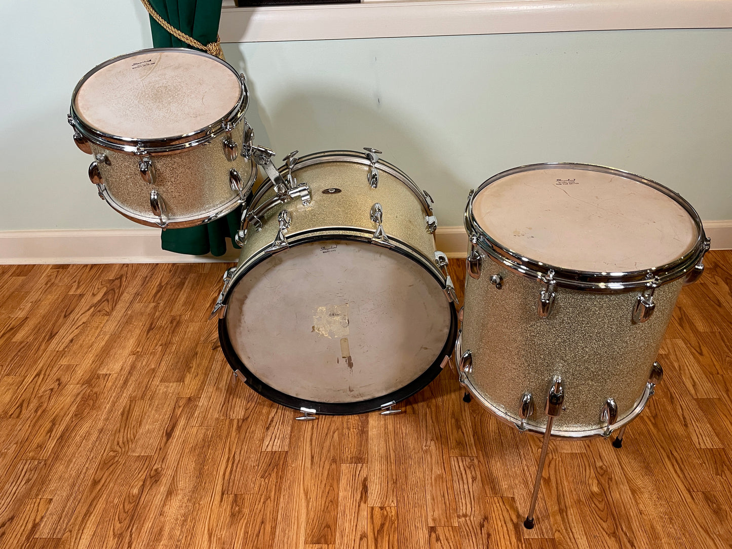 1965 Slingerland Modern Jazz No. 9N Drum Set Silver Sparkle 20-12-14