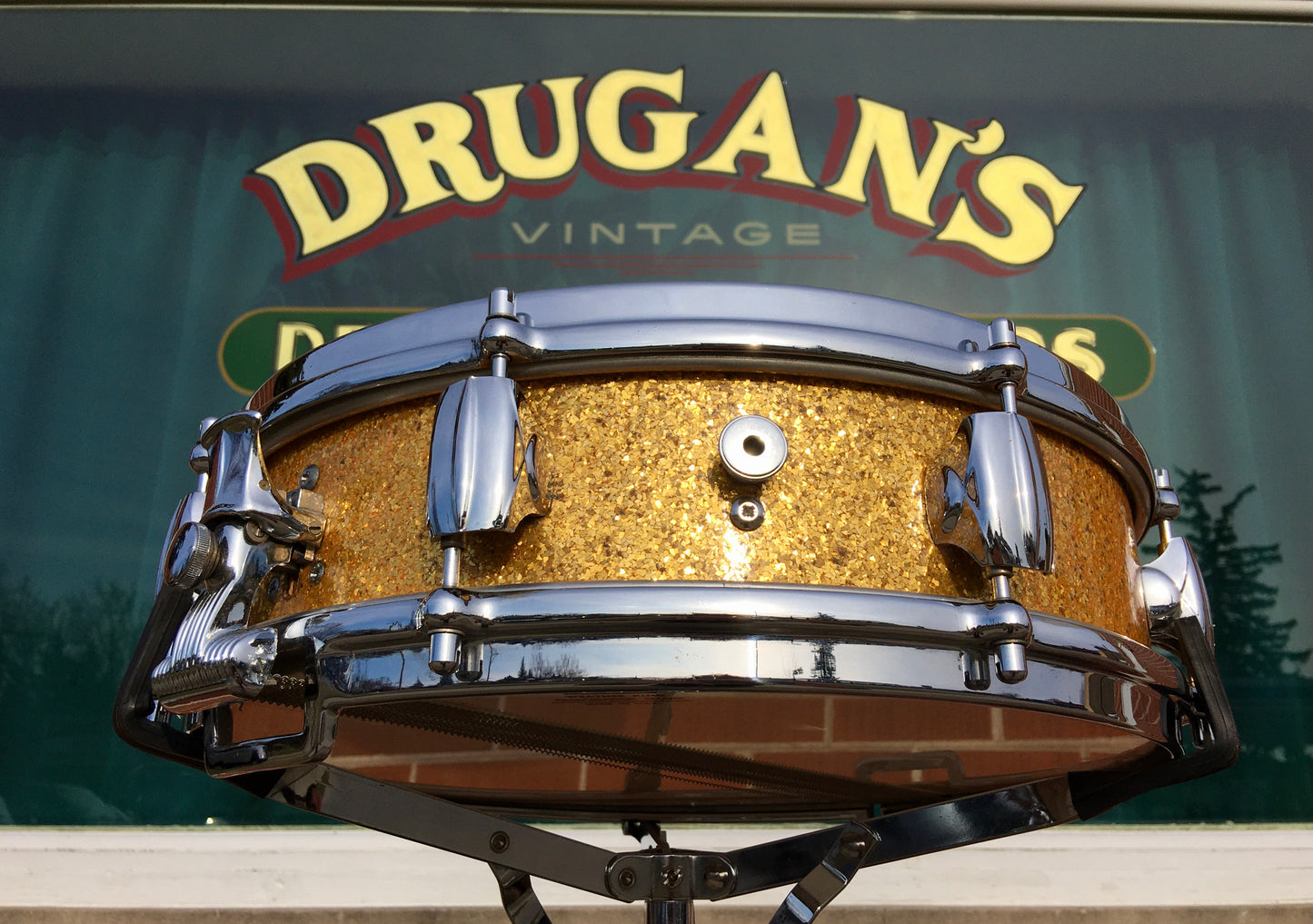 1960s Premier 4x14 Royal Ace 4 Snare Drum Gold Sparkle