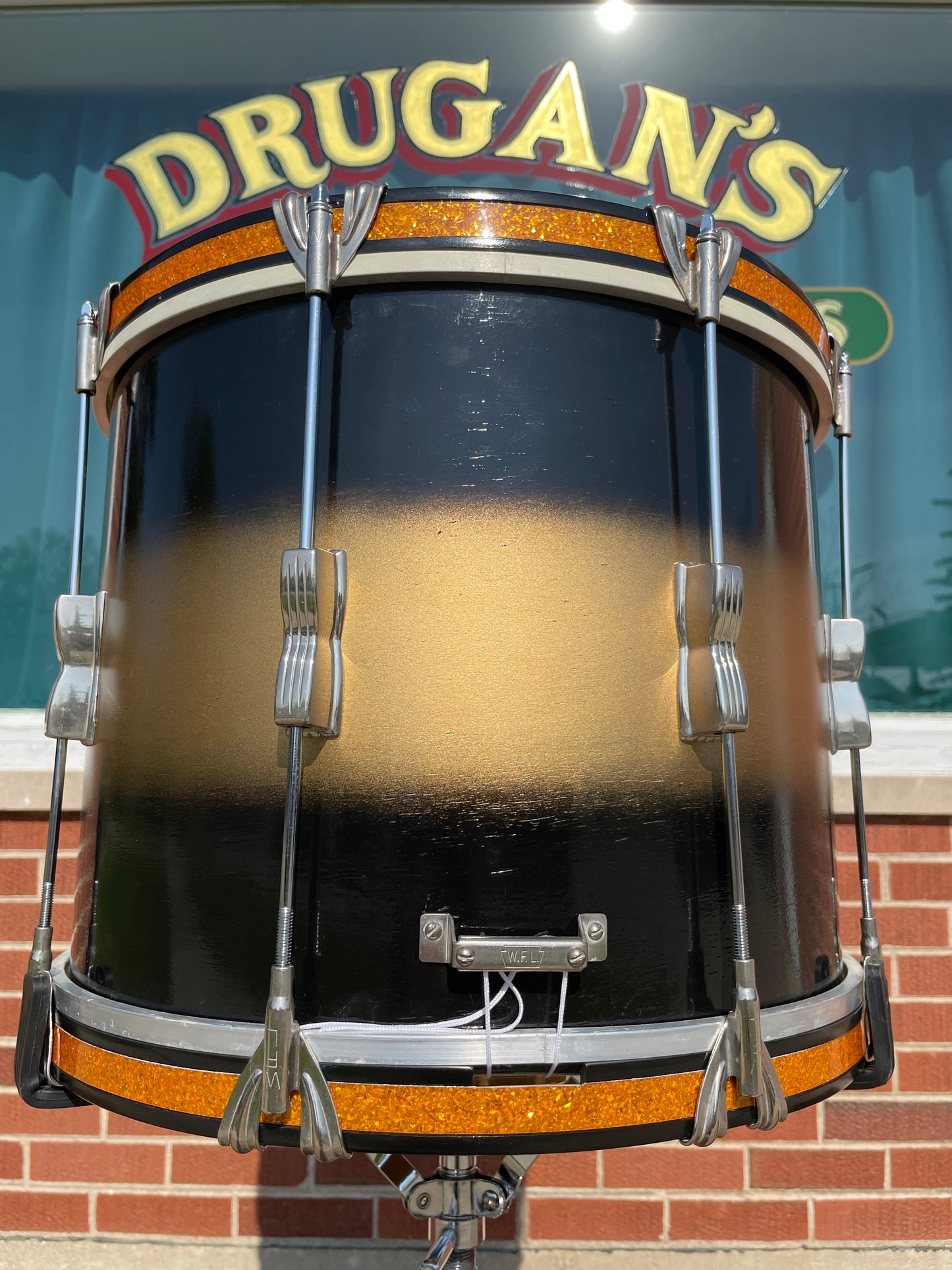 1948 WFL 12x15 Field Snare Drum Black / Gold Duco Marching Parade Snare Ludwig