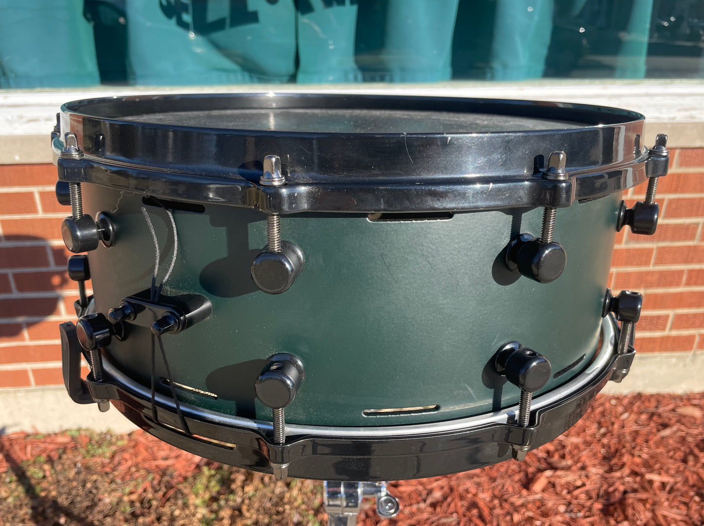 Trick 5x14 RPM Vented Aluminum Snare Drum Green & Black w/ GS007 Throw-Off