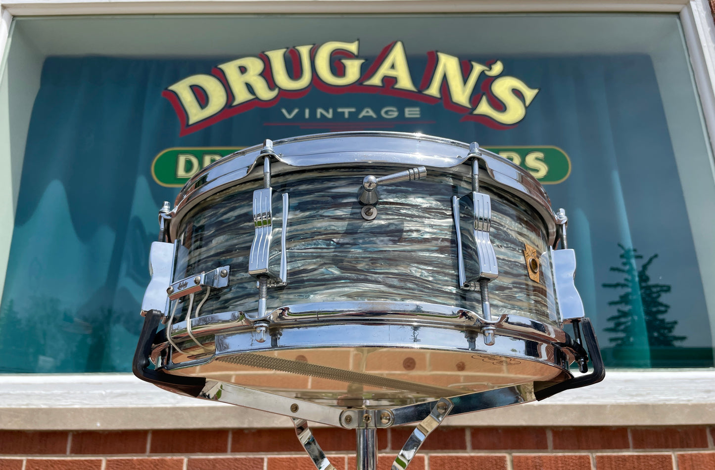 1965 Ludwig 5x14 Jazz Festival Snare Drum Oyster Blue Pearl COB