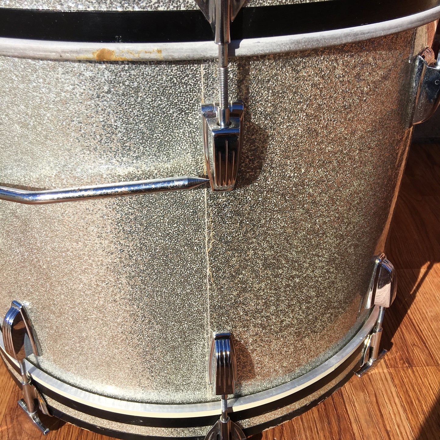 1968 Ludwig 14x20 Virgin Bass Drum Silver Sparkle