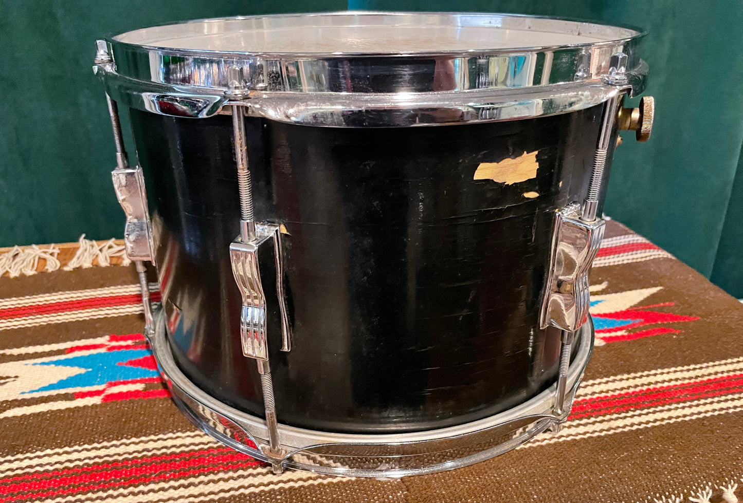Early 1970s Ludwig 8x12 Tom Drum Single Black Lacquer