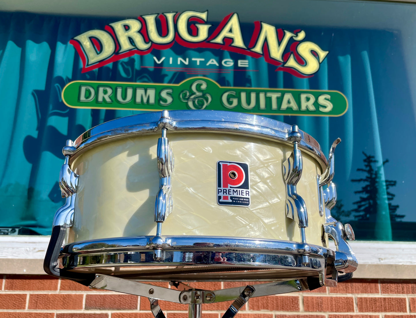 1950s Premier 5.5x14 Super Ace Snare Drum White Marine Pearl