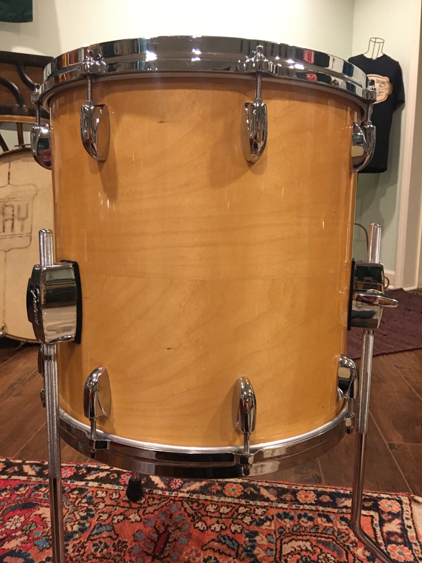 1980s Gretsch Square Badge 14X14 Floor Tom Natural Maple