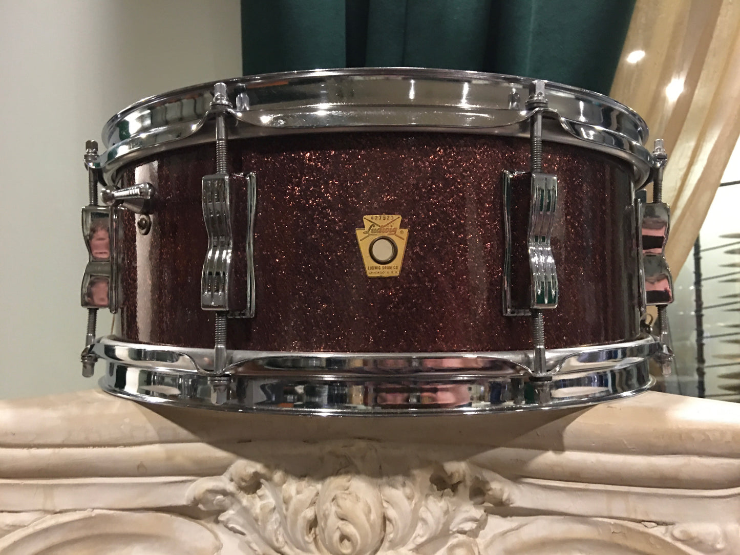 1966 Ludwig 5x14 Jazz Festival Snare Drum Burgundy Sparkle