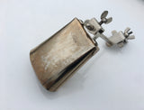 Vintage 1960s Ludwig Script Logo 5" Golden Tone Cow Bell And Holder Gold Tone Cowbell