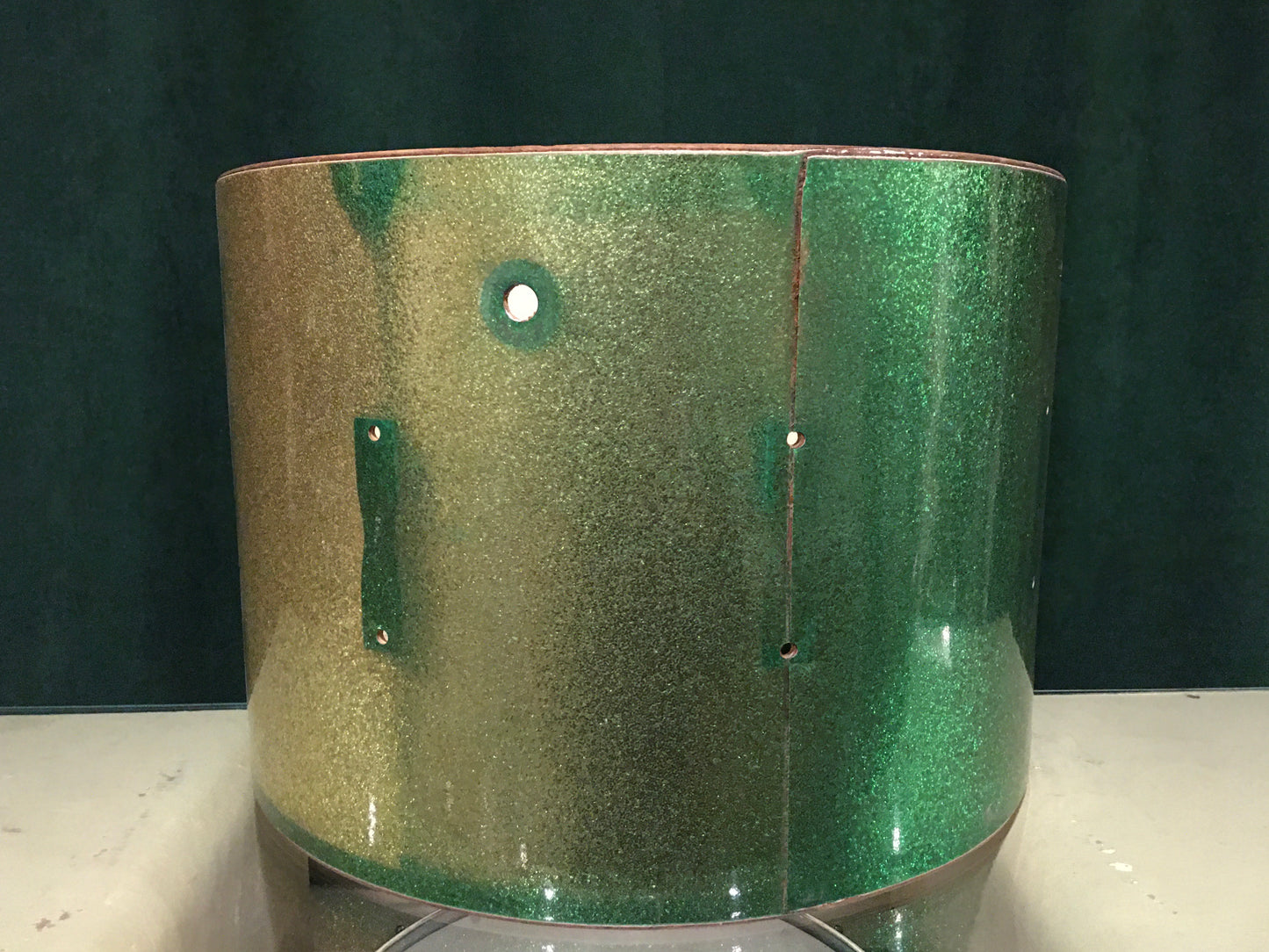 1960s Ludwig 14x20 Club Date Bass Drum Shell Green Sparkle Keystone