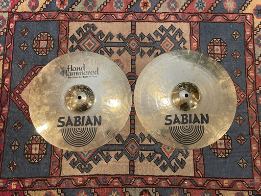 14" Sabian Hand Hammered HH Dark Hats Hi-Hat Cymbal Pair 958g/1048g