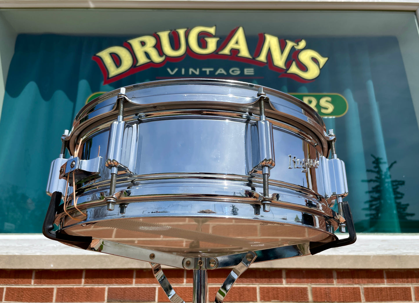 1960s Rogers 5x14 Powertone Snare Drum Chrome Over Brass Dayton