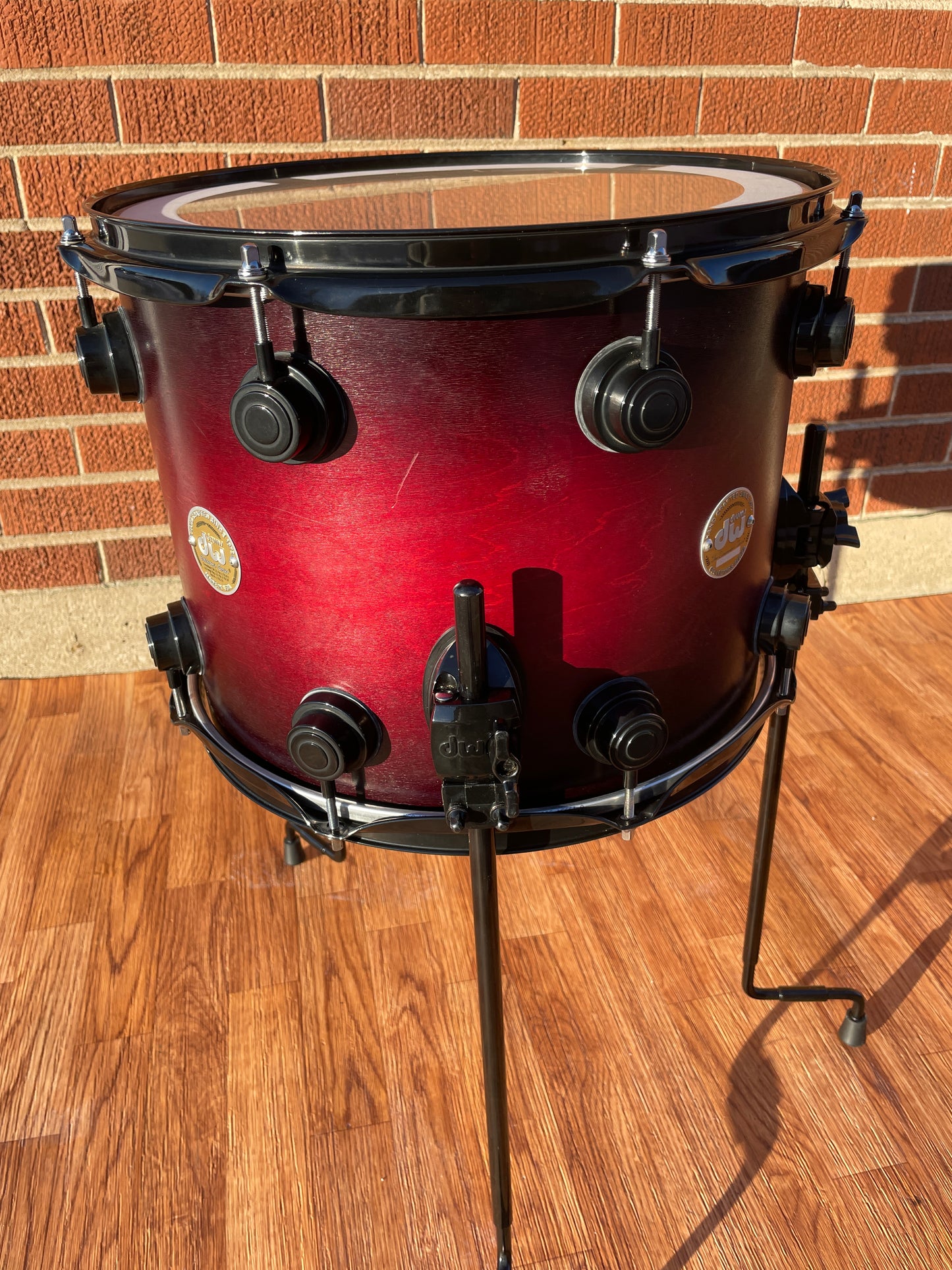 DW Collector's Series 11x14 Floor Tom Drum Single Red-Black Fade Burst Drum Workshop