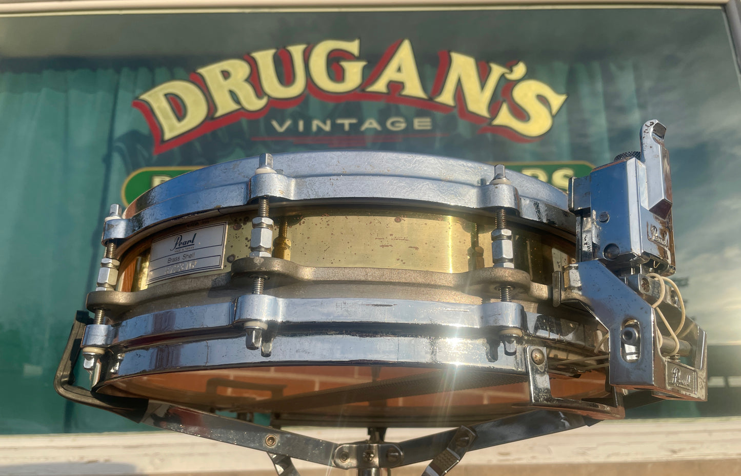 Pearl 3.5x14 Free Floating Brass Shell Piccolo Snare Drum 1st Gen