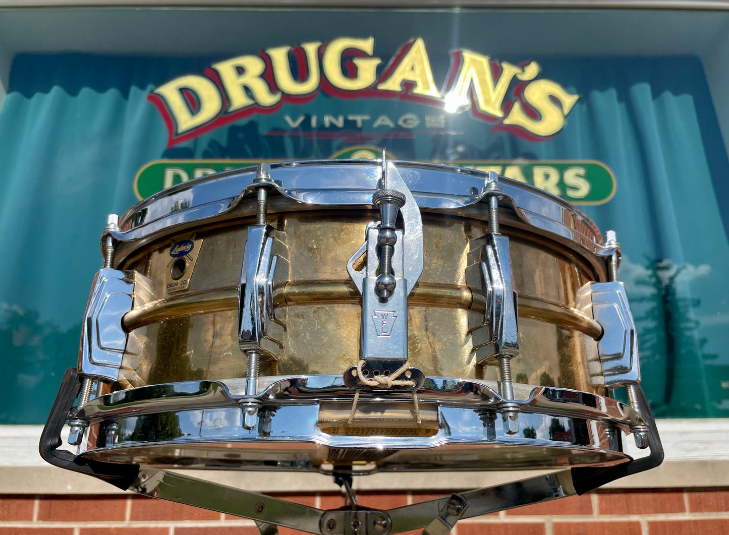 1958-60 Ludwig Trans Badge Super 401 5x14 Lacquered Brass Supraphonic Snare Drum