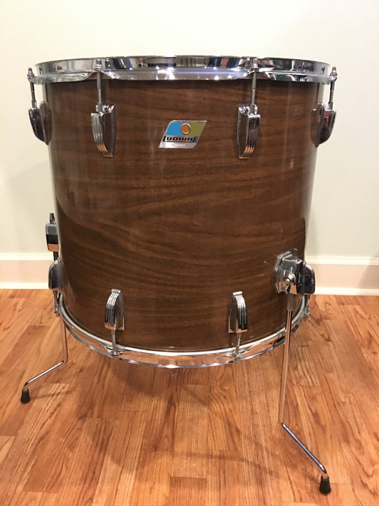 1970s Ludwig 16x18 3 Ply Single Floor Tom Drum Walnut Cortex