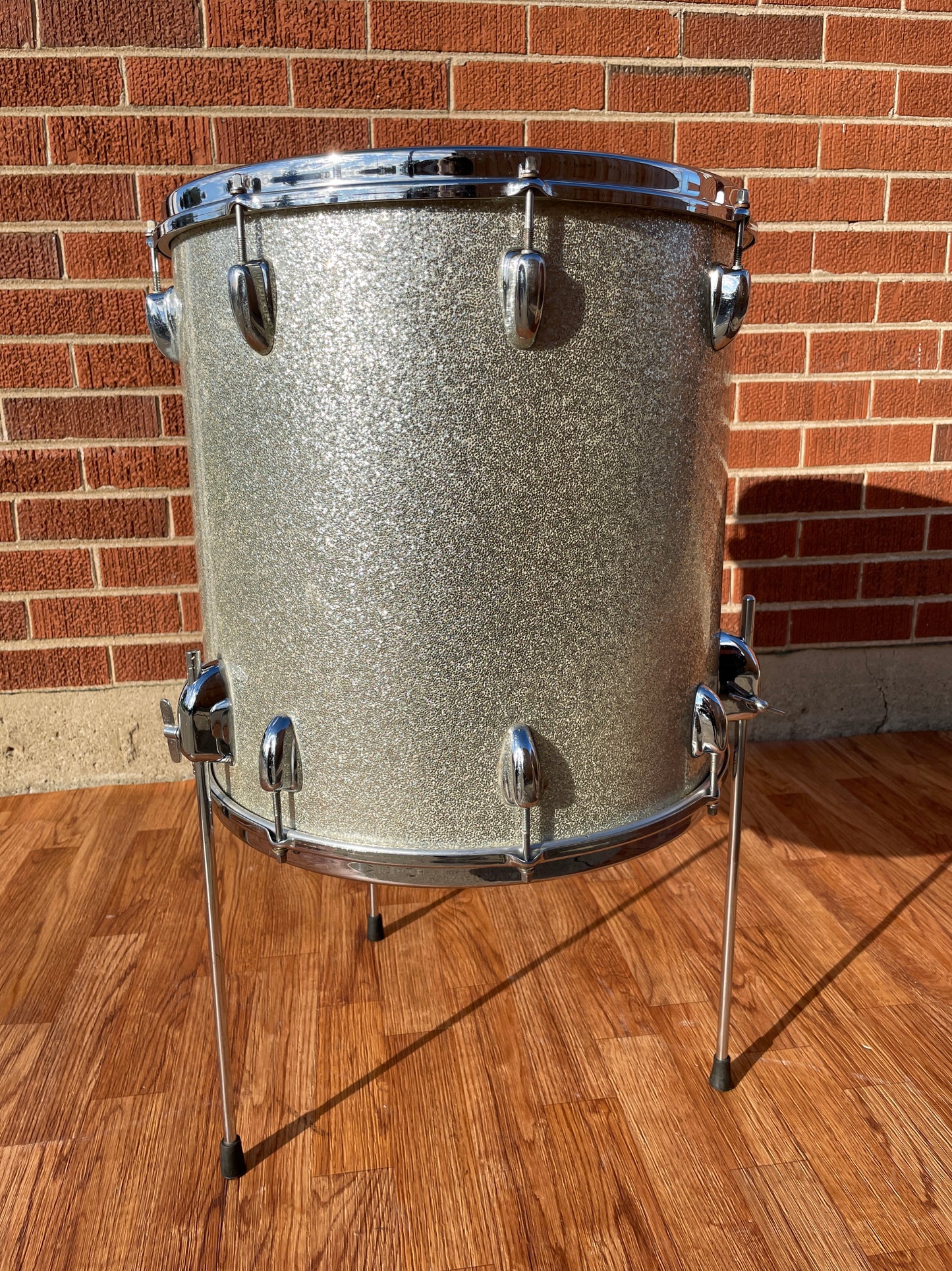 1966 Slingerland 16x16 Floor Tom Drum Silver Sparkle