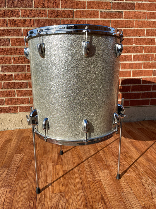 1966 Slingerland 16x16 Floor Tom Drum Silver Sparkle