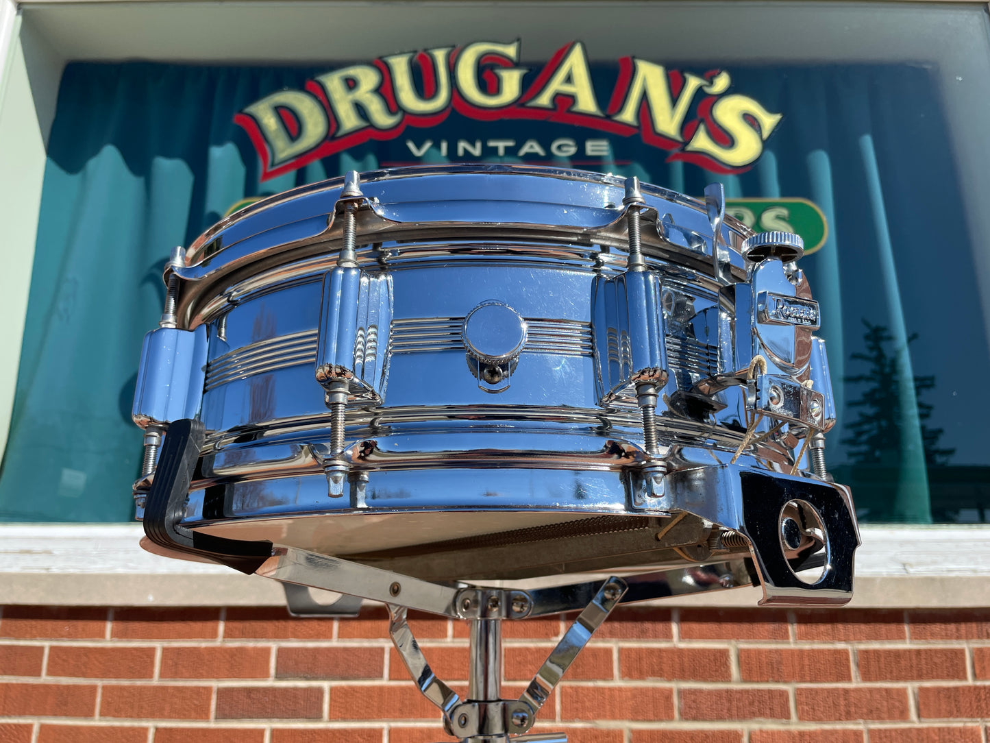 Vintage Rogers 5x14 Dynasonic Snare Drum Chrome Over Brass COB Dyna-Sonic