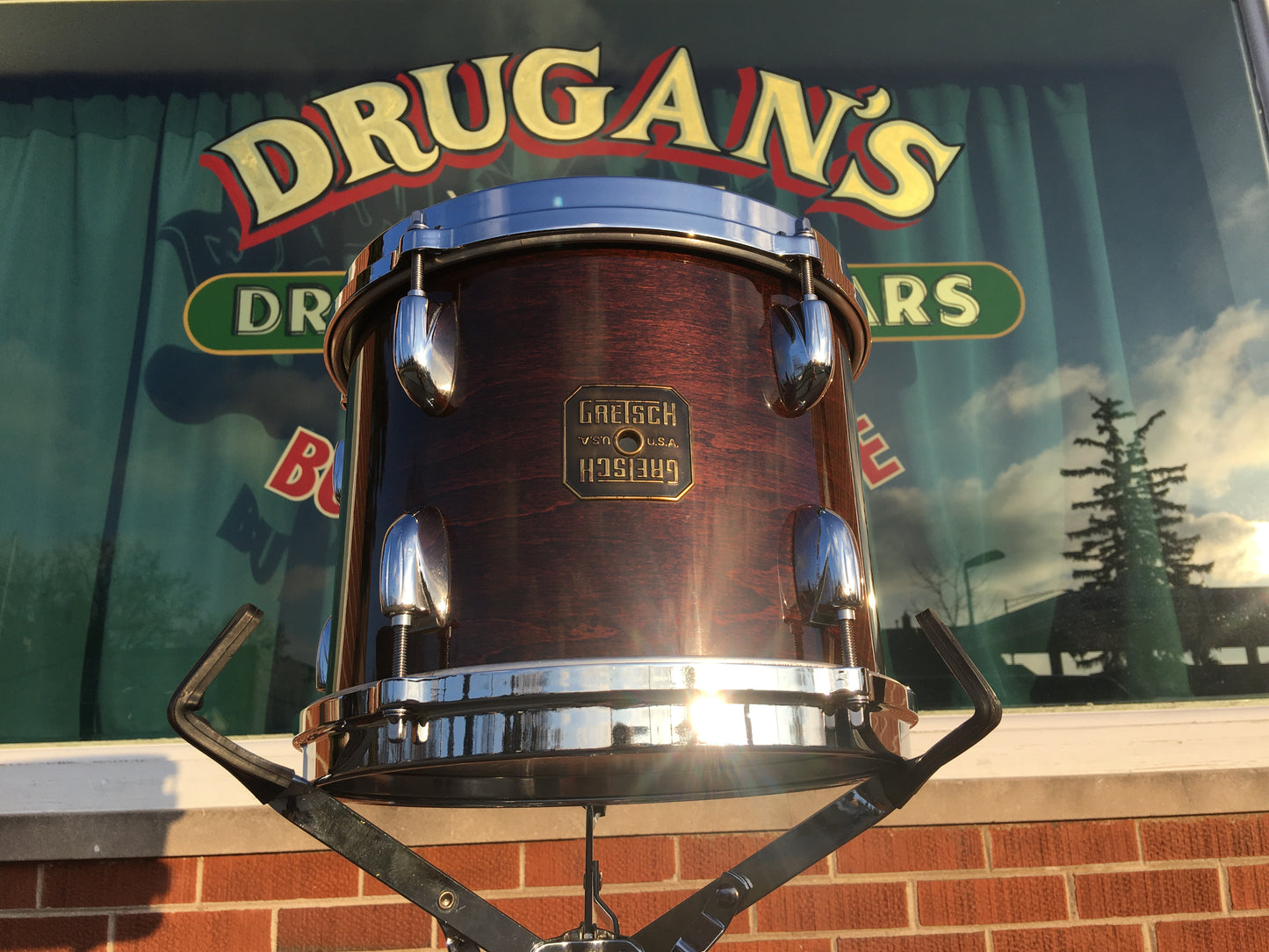 1982 Gretsch Square Badge 8x10 Virgin Tom Drum - Walnut Lacquer