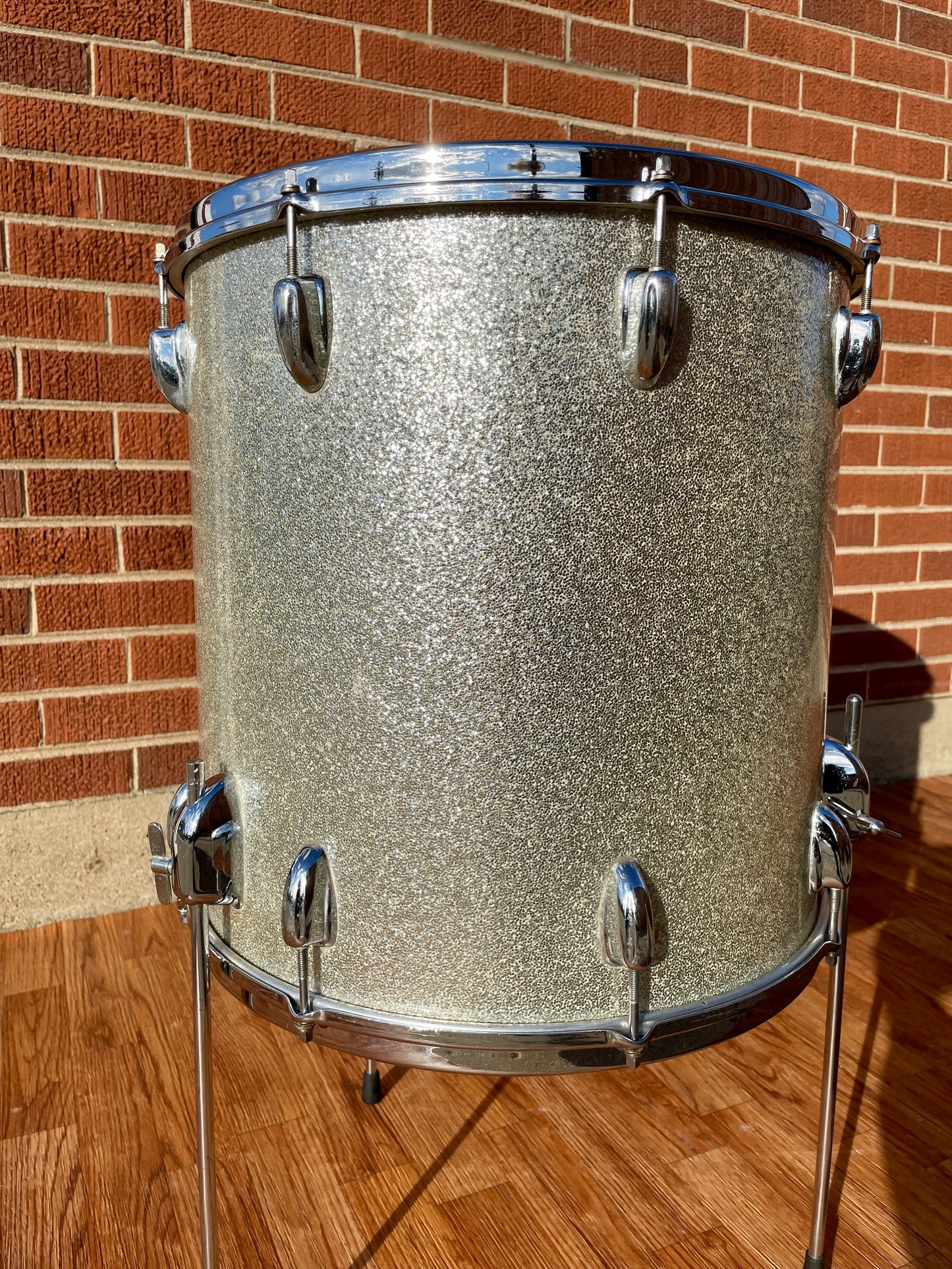 1966 Slingerland 16x16 Floor Tom Drum Silver Sparkle