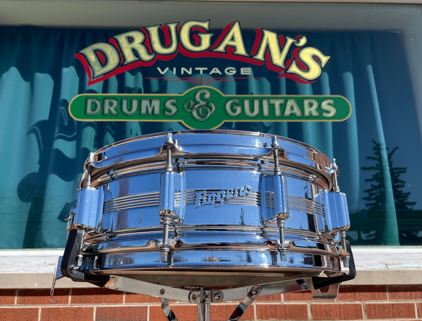 Vintage Rogers 5x14 Dynasonic Snare Drum Chrome Over Brass COB Dyna-Sonic