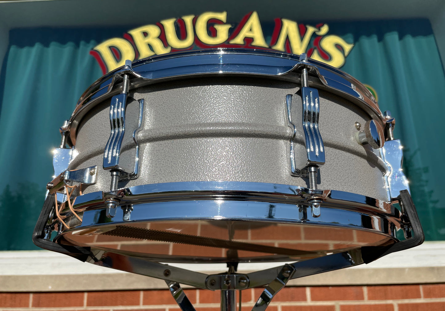 1970s/Early 1980s Ludwig 5x14 Rare Textured Gray Powder Coated Acrolite Snare Drum