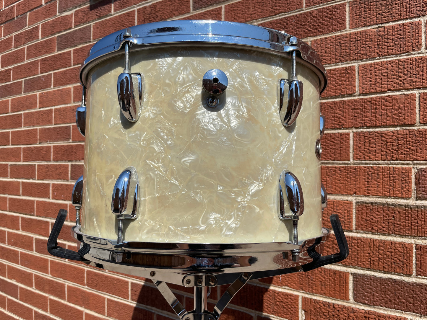 1970s Slingerland 9x13 Tom Drum White Marine Pearl