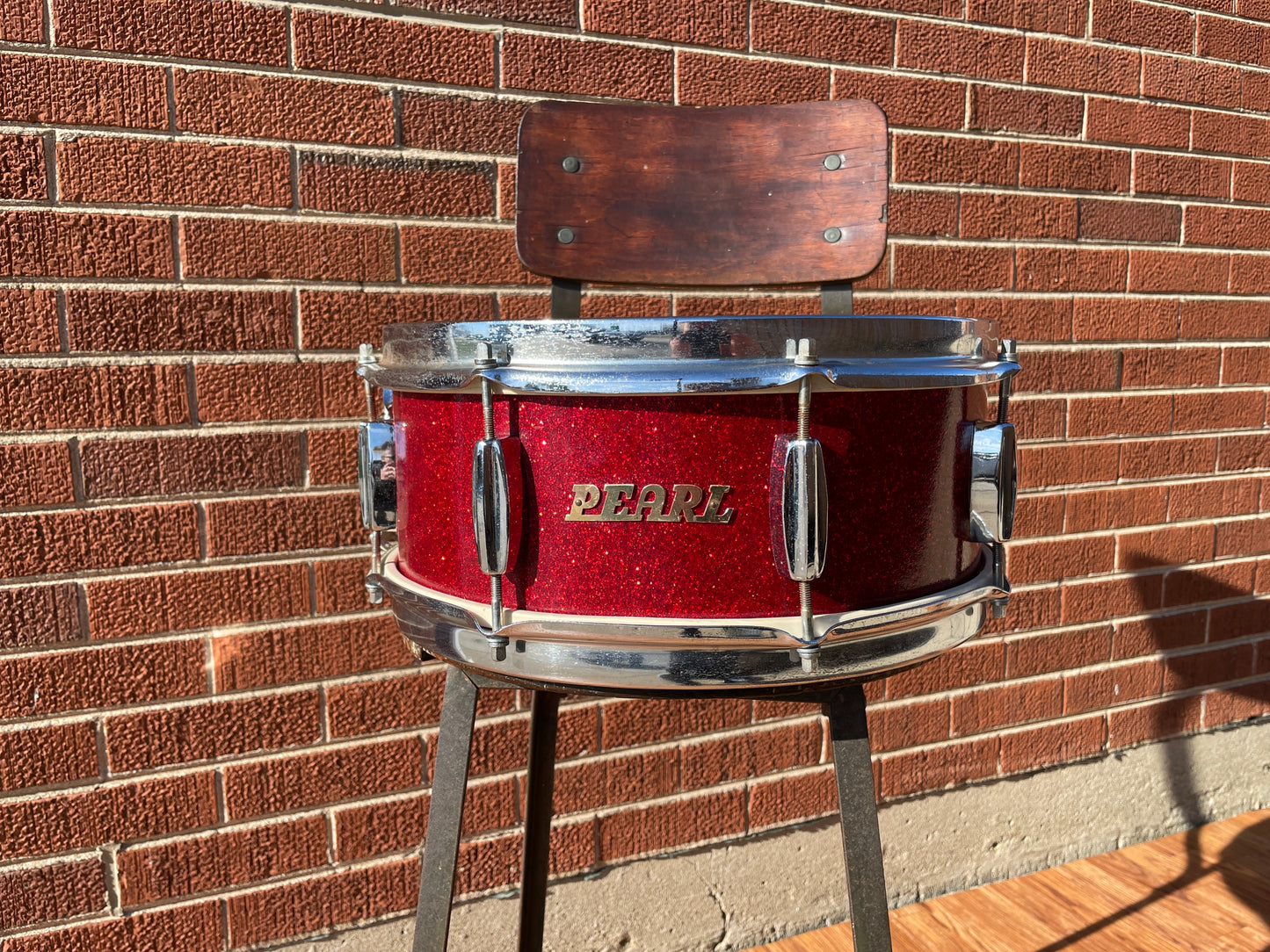 Vintage 1960s Pearl 5x14 Snare Drum Red Sparkle
