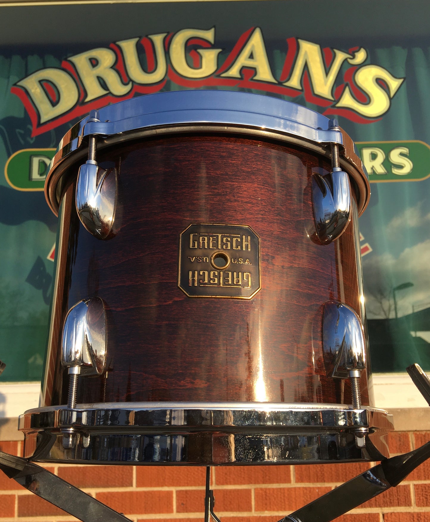1982 Gretsch Square Badge 8x10 Virgin Tom Drum - Walnut Lacquer