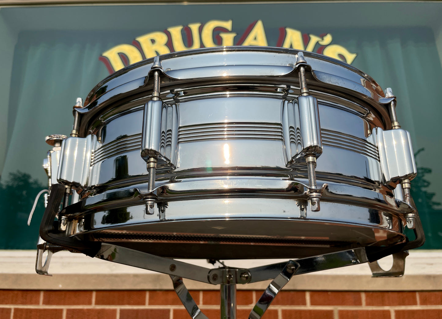 Vintage Rogers 5x14 Dynasonic "Big R" Snare Drum Chrome Over Brass COB