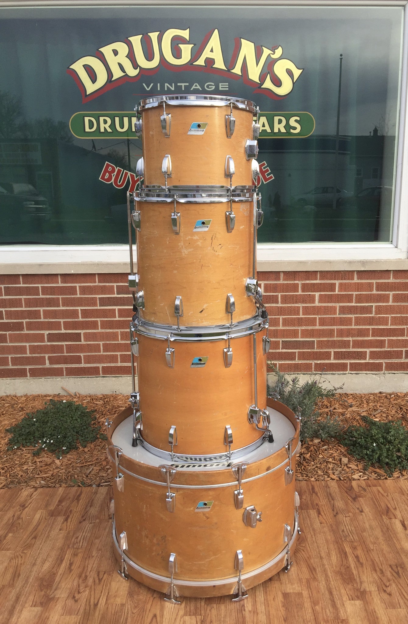Vintage 1970 Ludwig John Bonham Natural Maple Thermo-Gloss Drum Set 26/14/16/18