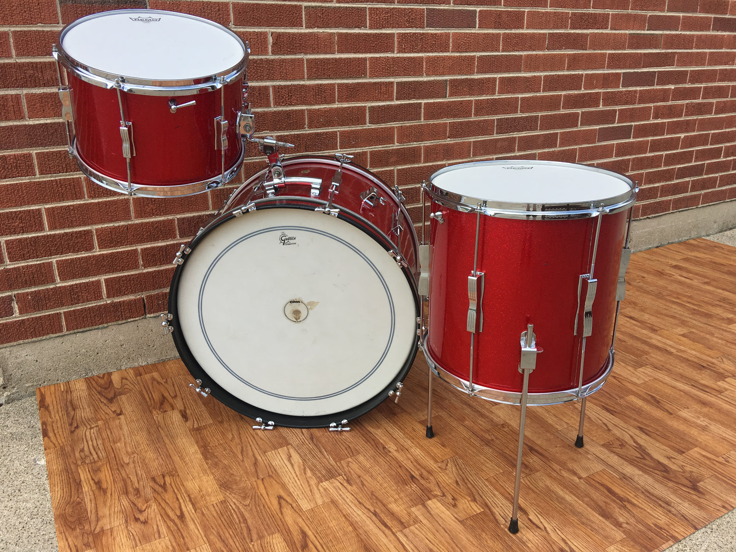 1966 Ludwig Club Date Drum Set - Red Sparkle 22/13/14x14