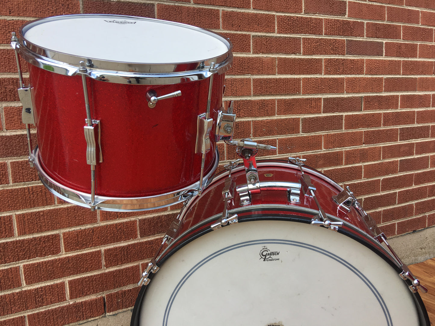 1966 Ludwig Club Date Drum Set - Red Sparkle 22/13/14x14