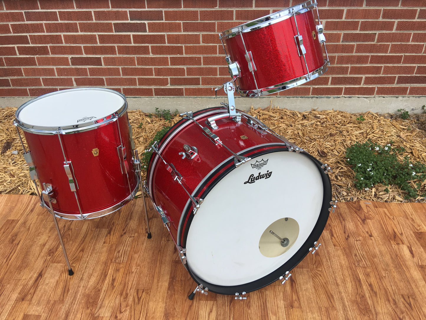 1966 Ludwig Club Date Drum Set - Red Sparkle 22/13/14x14