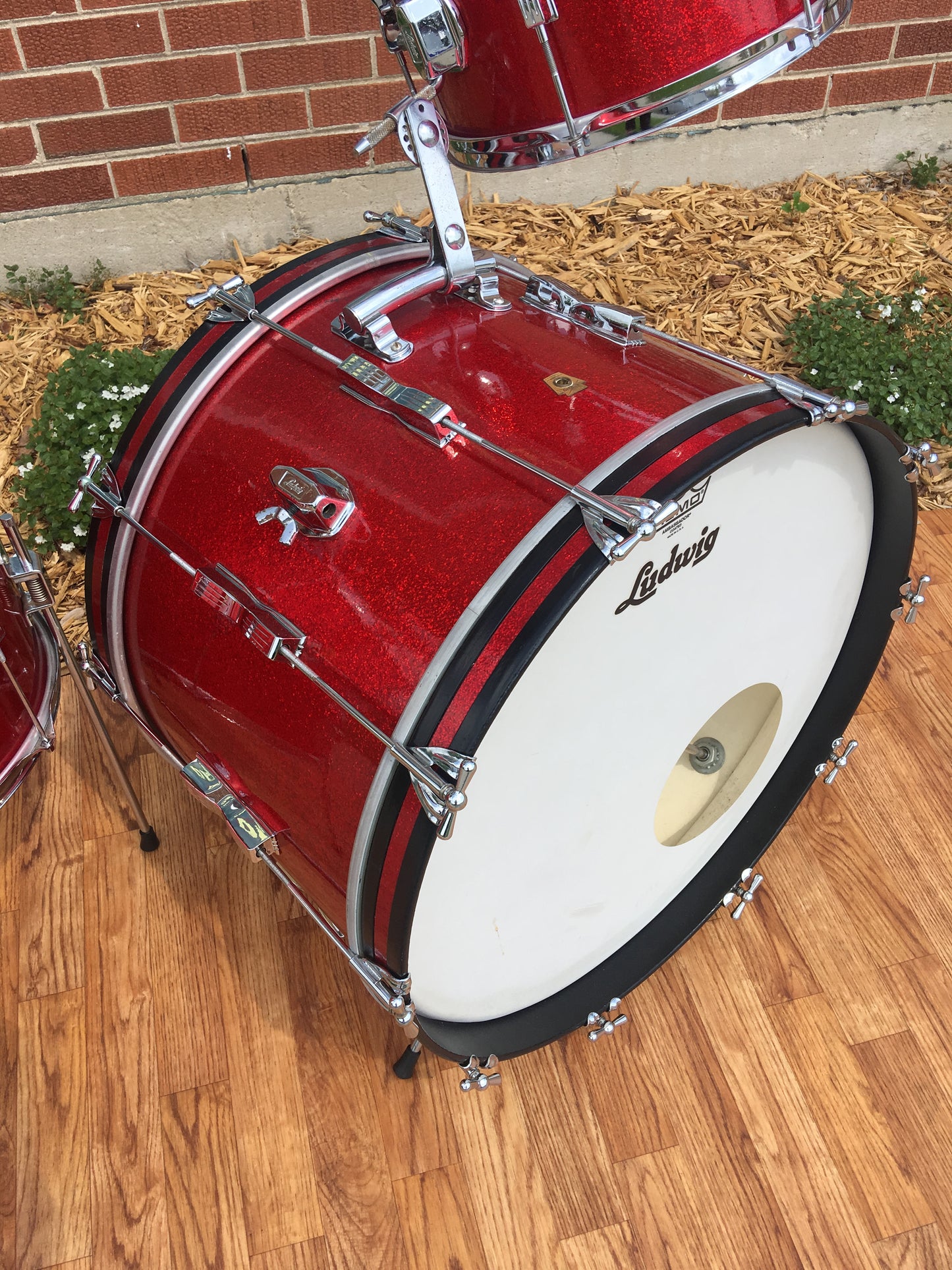 1966 Ludwig Club Date Drum Set - Red Sparkle 22/13/14x14